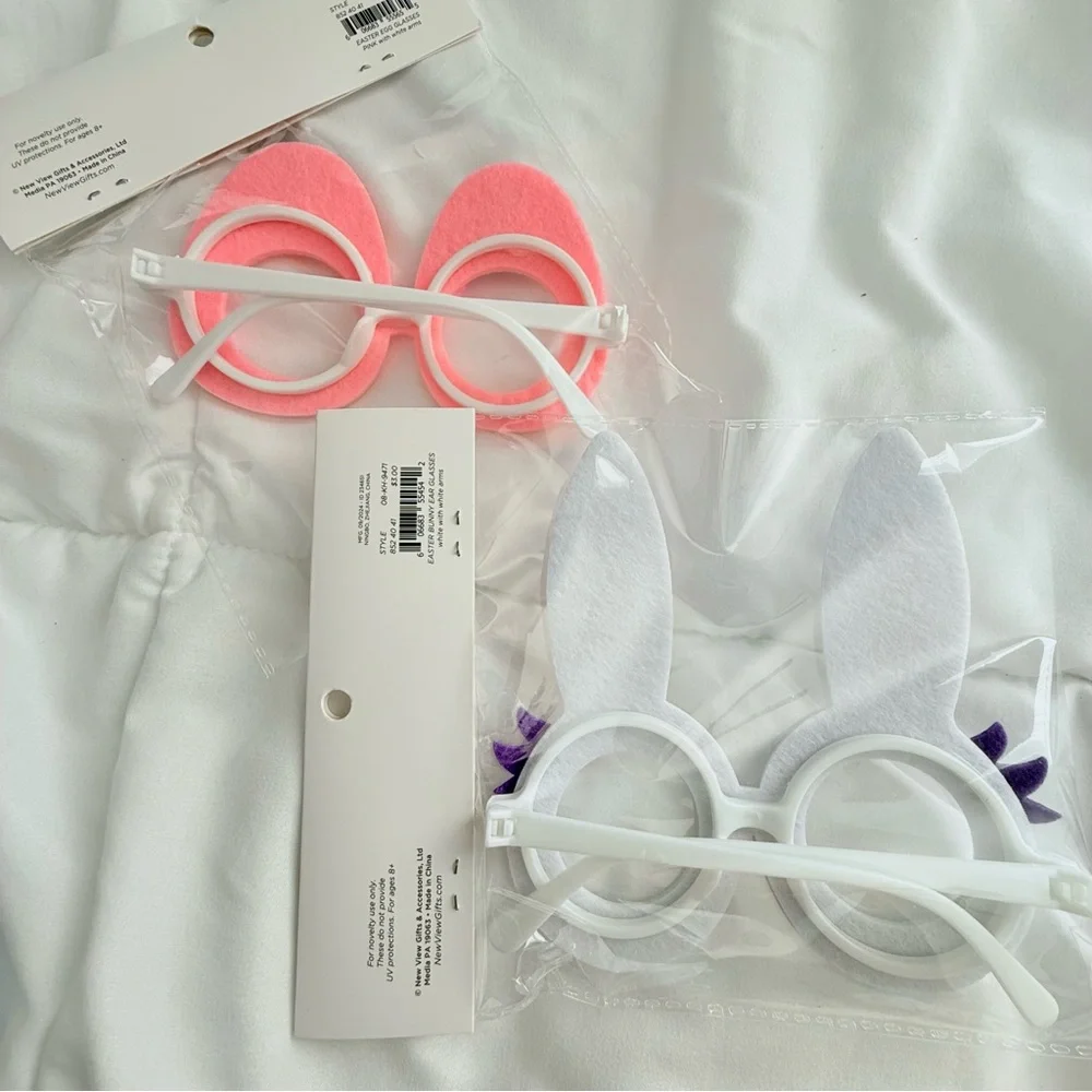 Novelty Easter Glasses Set - Pink and White